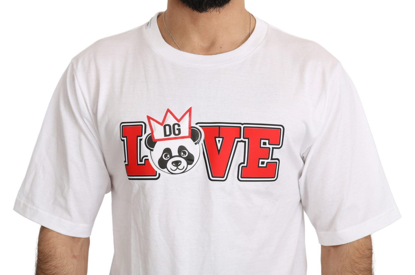 Camiseta de cuello redondo y corte entallado con estampado de Panda Love de Dolce &amp; Gabbana