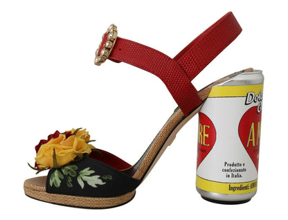 Sandalias con adornos de cristales y flores multicolor de Dolce &amp; Gabbana