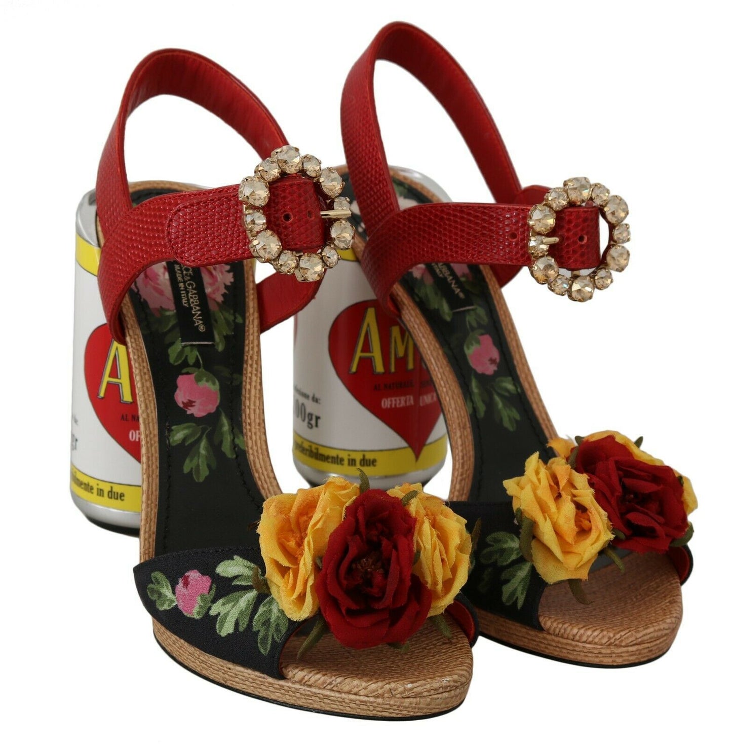 Sandalias con adornos de cristales y flores multicolor de Dolce &amp; Gabbana