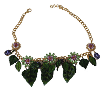 Collar con colgante de hojas y dijes de cristal elegantes de Dolce &amp; Gabbana