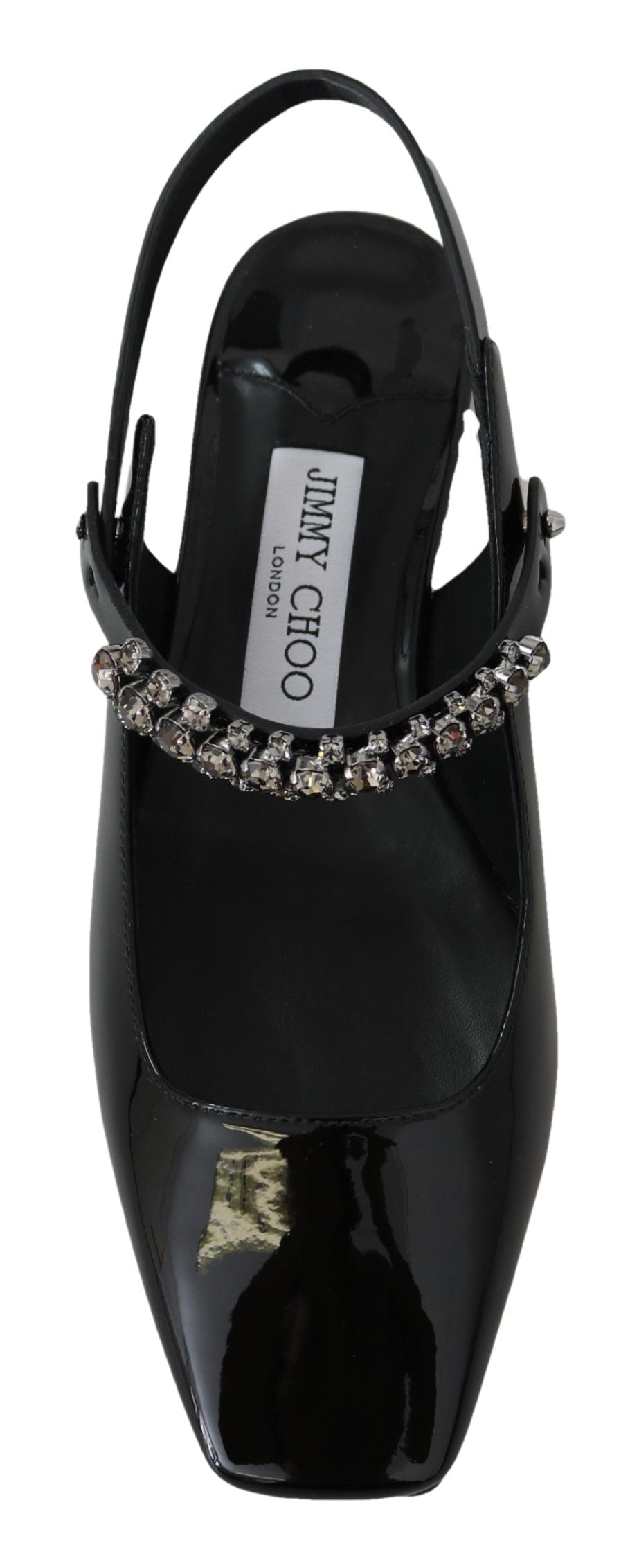 Jimmy Choo Elegant Black Patent Flats med Crystal Accent