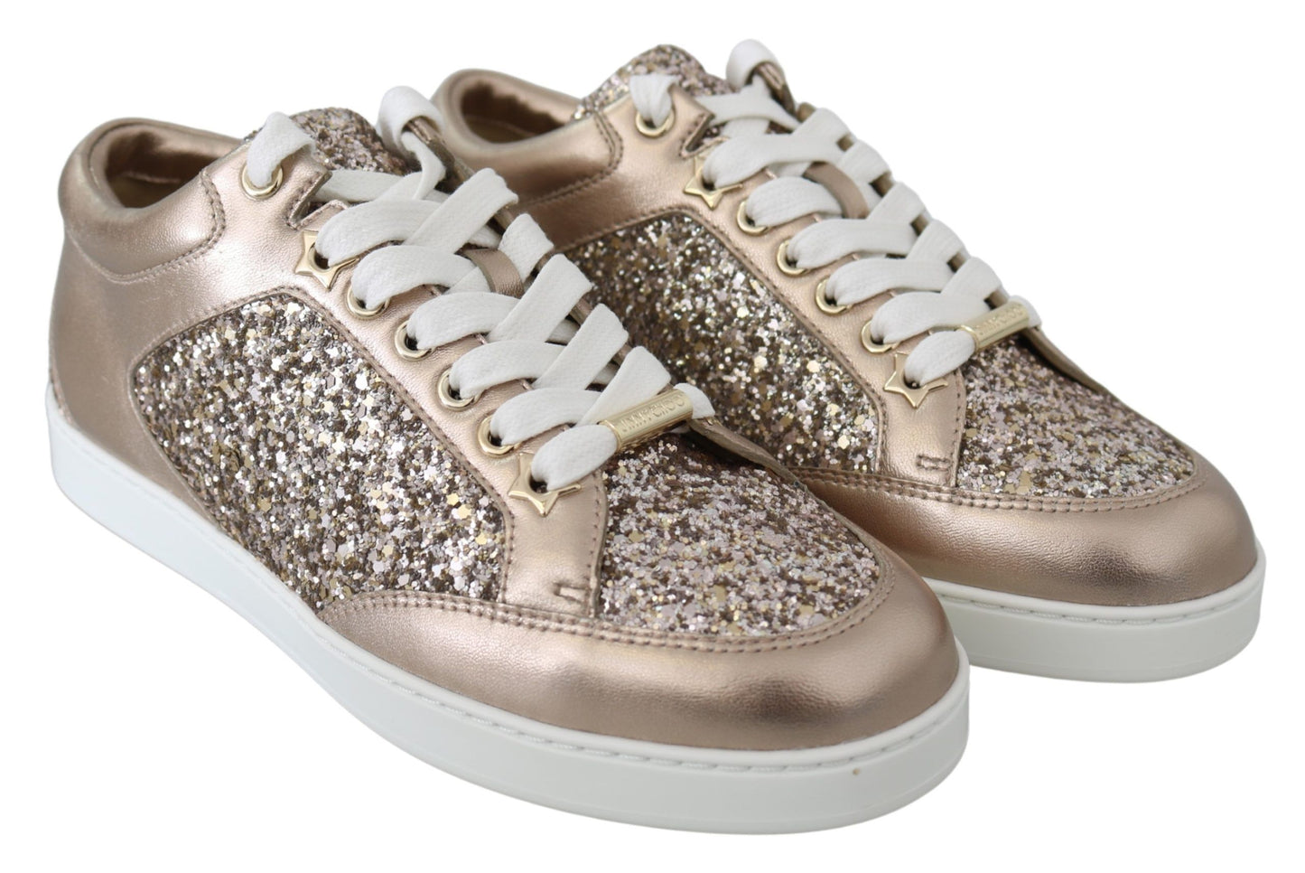 Jimmy Choo Balett Rosa Glitter Läder Sneakers