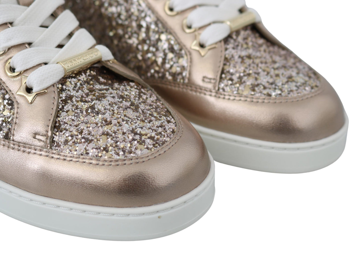 Jimmy Choo Balett Rosa Glitter Läder Sneakers