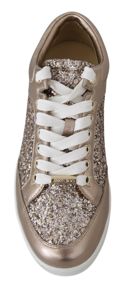 Jimmy Choo Balett Rosa Glitter Läder Sneakers