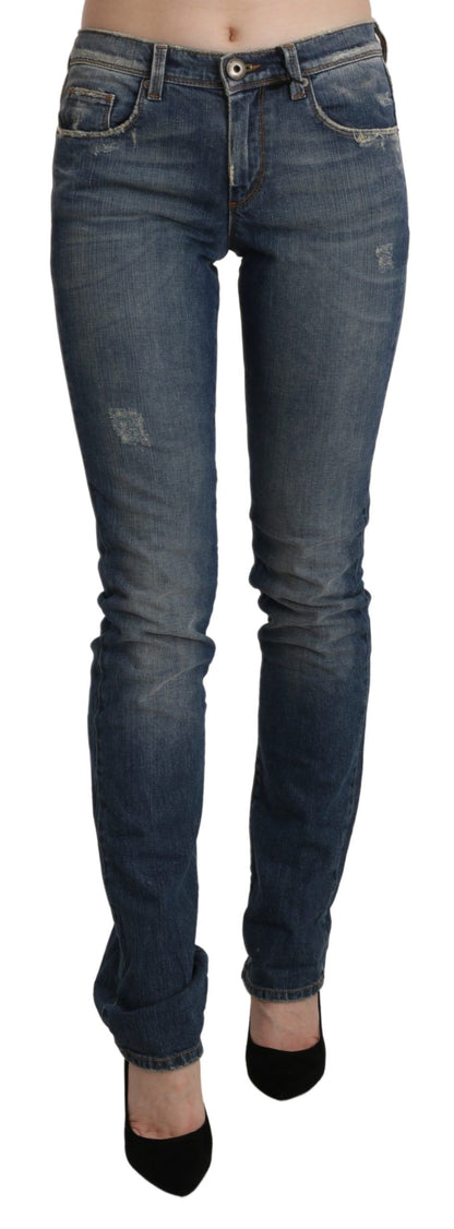 Ermanno Scervino Chic Mid Waist Skinny Denim i Blue Washed