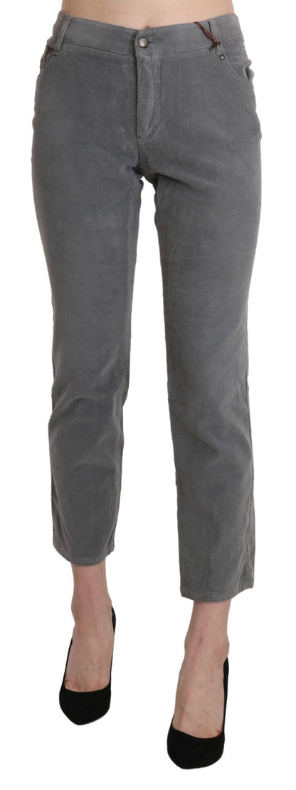 Ermanno Scervino Chic Grey Mid Waist Cropped Trouser