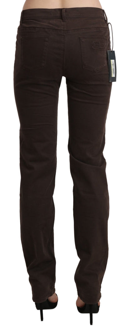 Ermanno Scervino Chic Brown Skinny Byxa med mitten av midjan