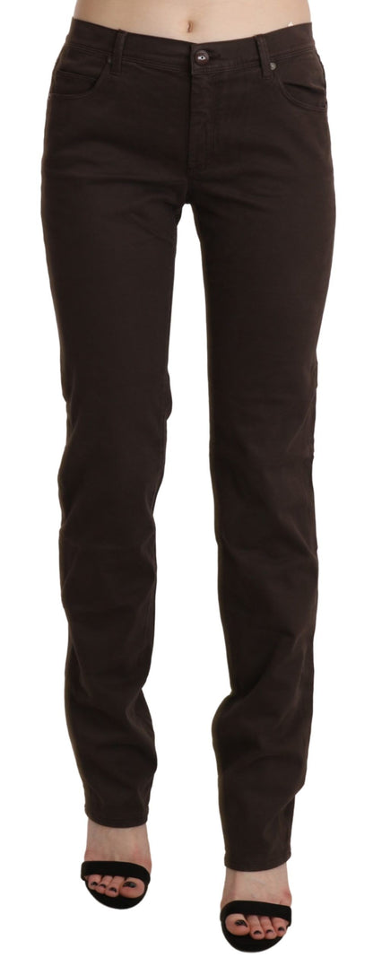 Ermanno Scervino Chic Brown Skinny Byxa med mitten av midjan