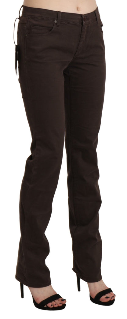 Ermanno Scervino Chic Brown Skinny Byxa med mitten av midjan