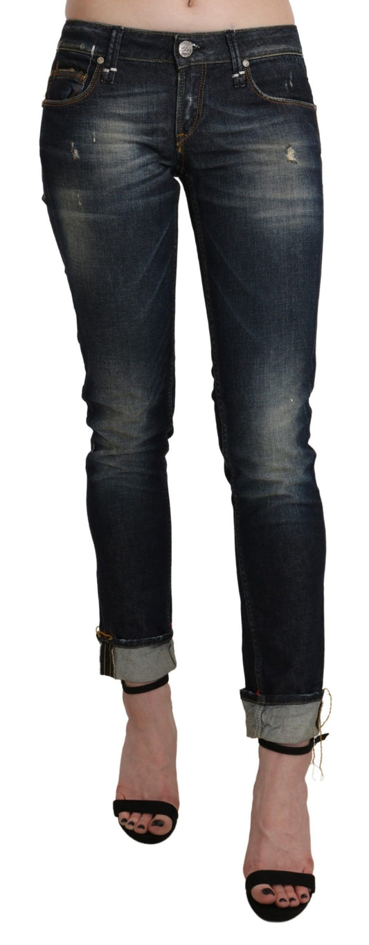 Acht Chic Mörkblå Skinny Cropped Jeans