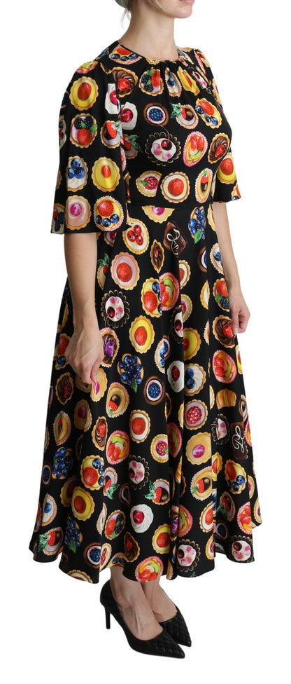 Dolce & Gabbana Chic Multicolor Maxi Desserts Print Dress