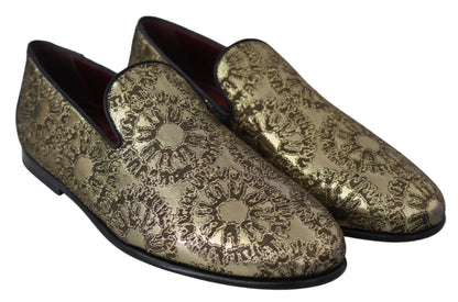 Dolce &amp; Gabbana Gold Bordeaux Loafers Slides Dress Shoes