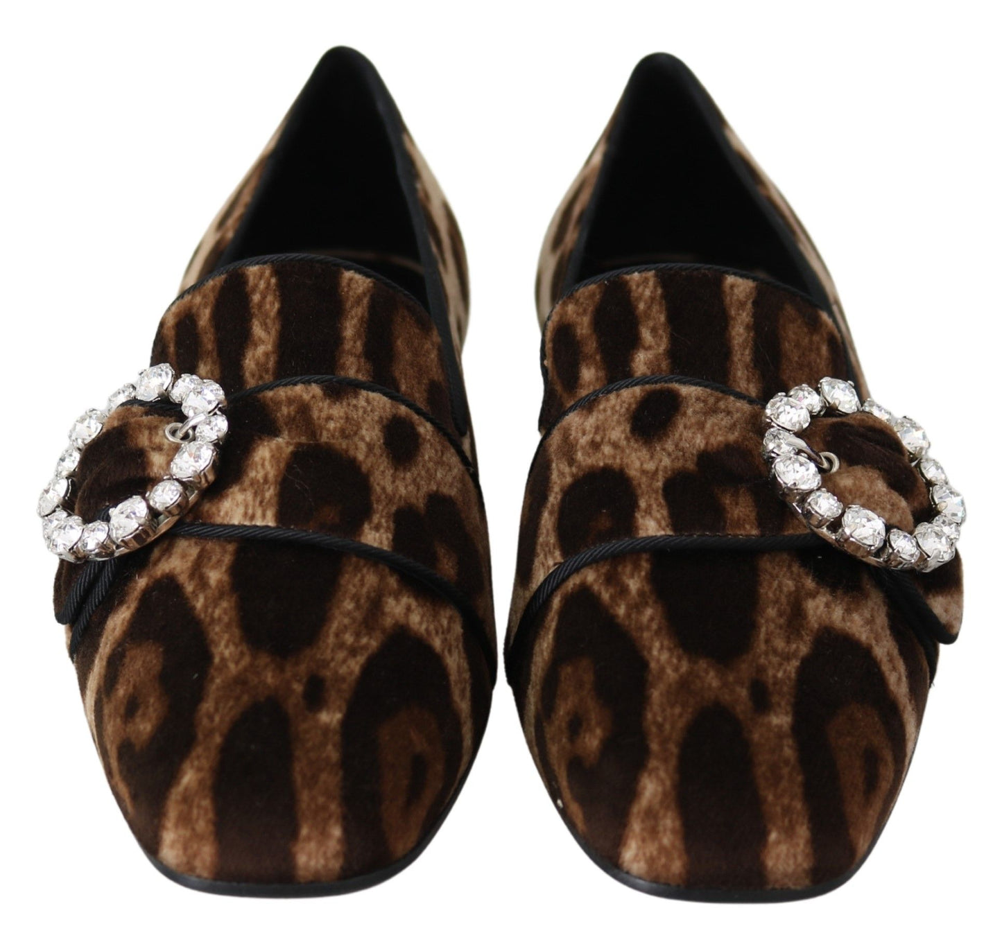 Mocasines con estampado de leopardo y adornos de cristales de Dolce &amp; Gabbana