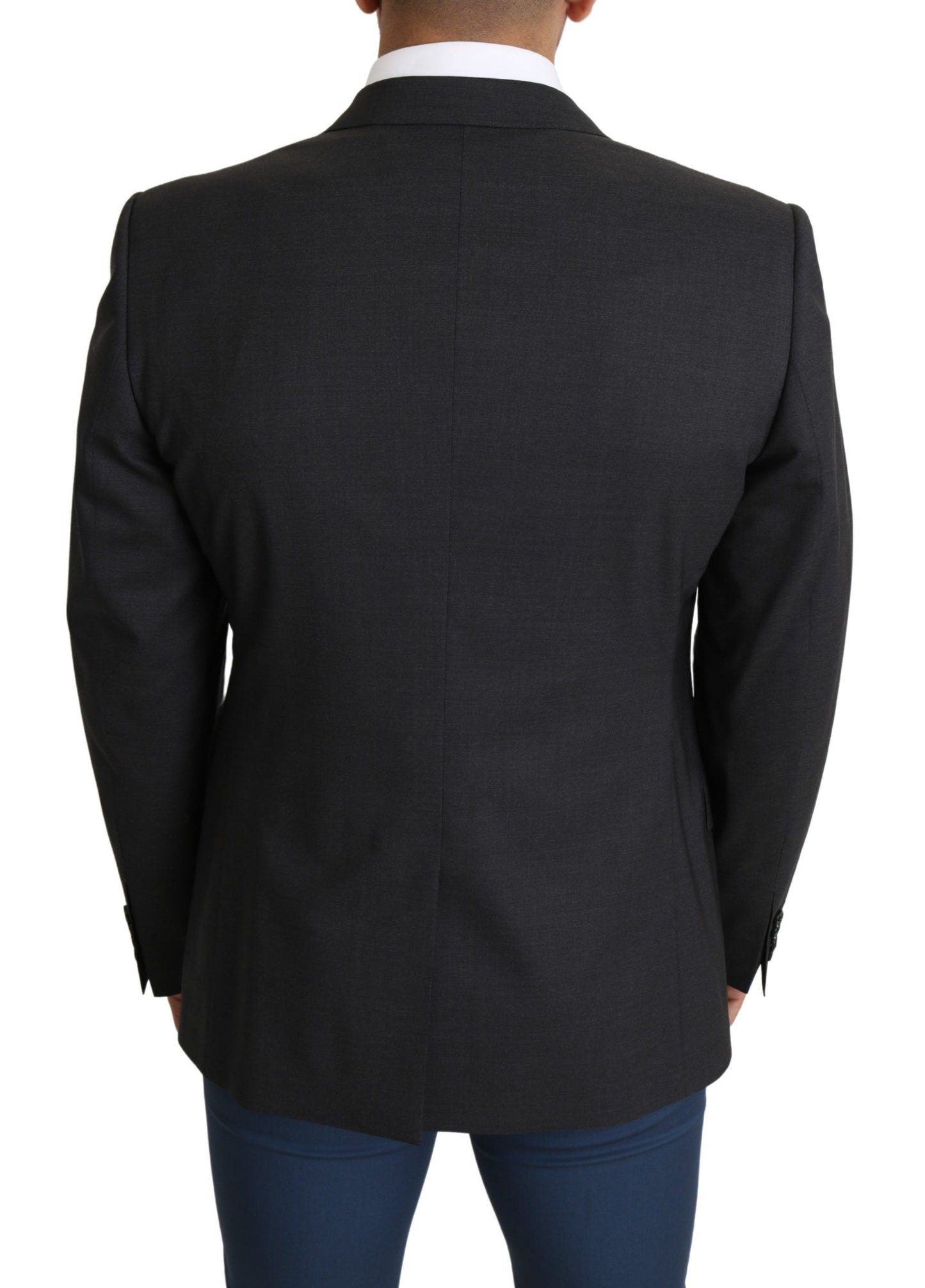 Dolce &amp; Gabbana Elegant Grey Wool Silk Blend Slim Fit Blazer