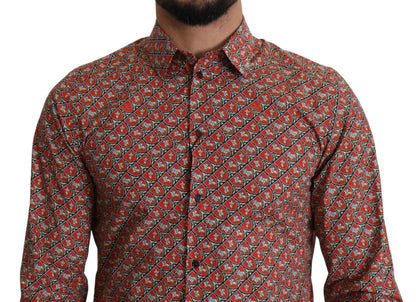 Camisa elegante de algodón con corte martini en color rojo de Dolce &amp; Gabbana