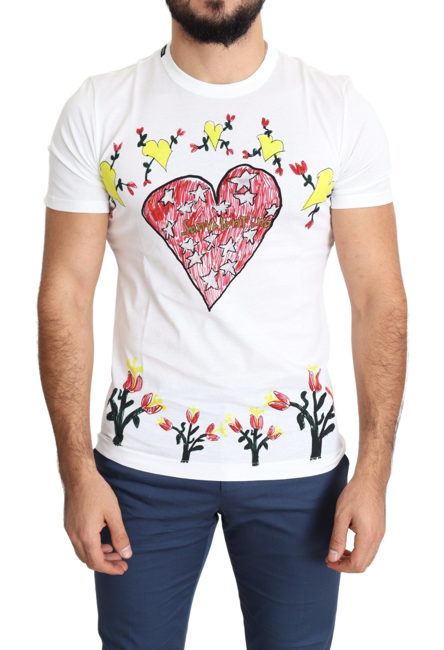 Camiseta de cuello redondo con estampado elegante de San Valentín de Dolce &amp; Gabbana