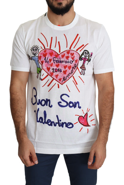 Camiseta de cuello redondo con estampado de corazones románticos de Dolce &amp; Gabbana