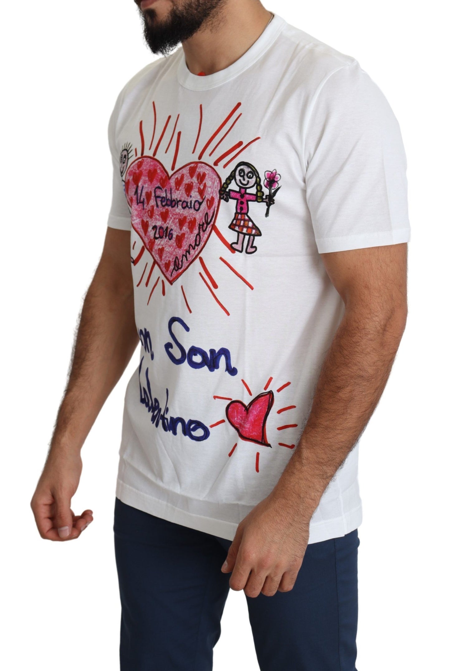 Camiseta de cuello redondo con estampado de corazones románticos de Dolce &amp; Gabbana