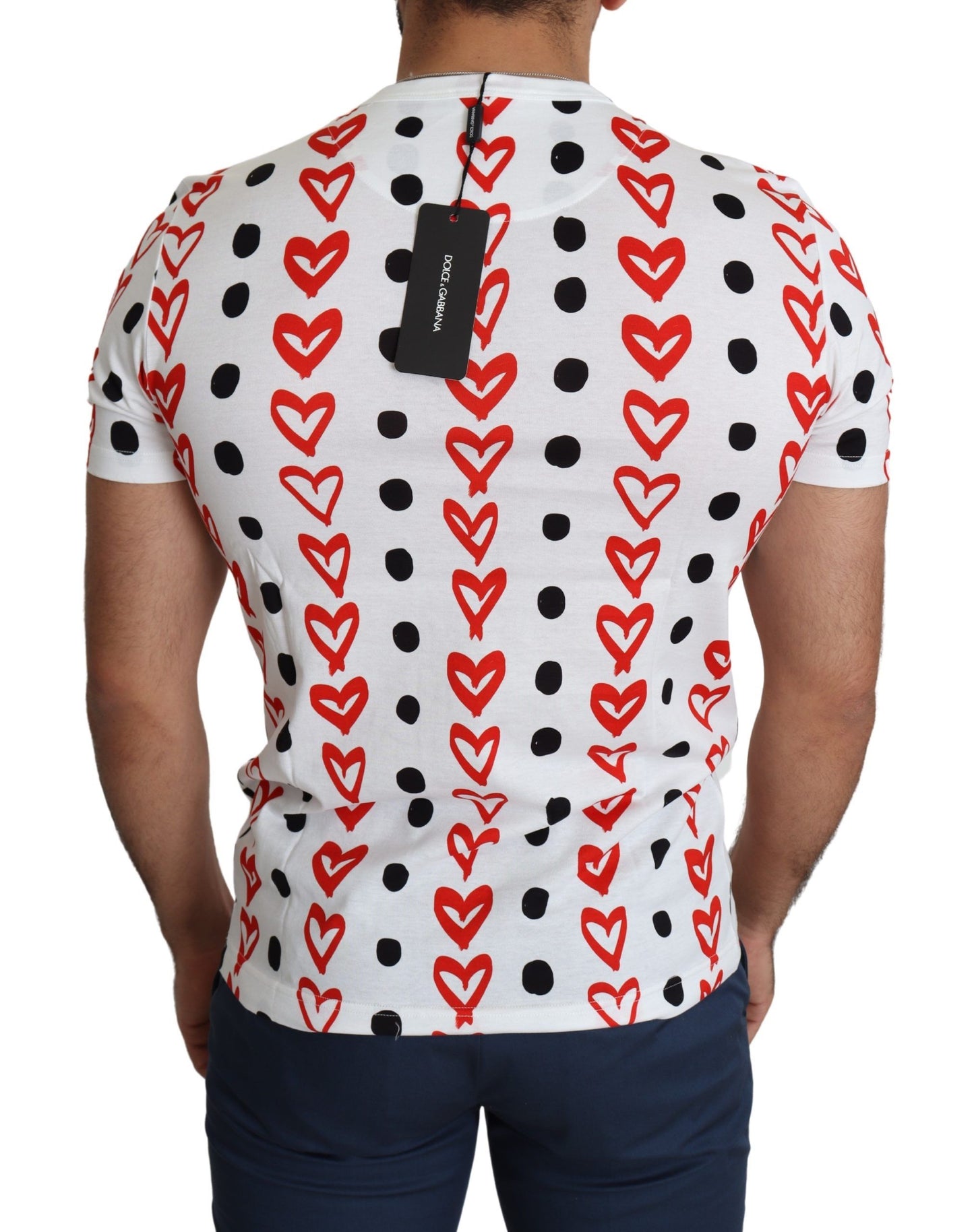 Camiseta elegante de algodón blanca con estampado de corazones de Dolce &amp; Gabbana