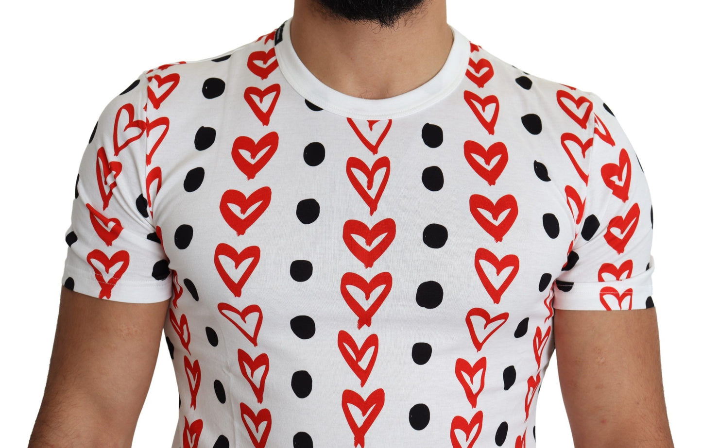 Camiseta elegante de algodón blanca con estampado de corazones de Dolce &amp; Gabbana