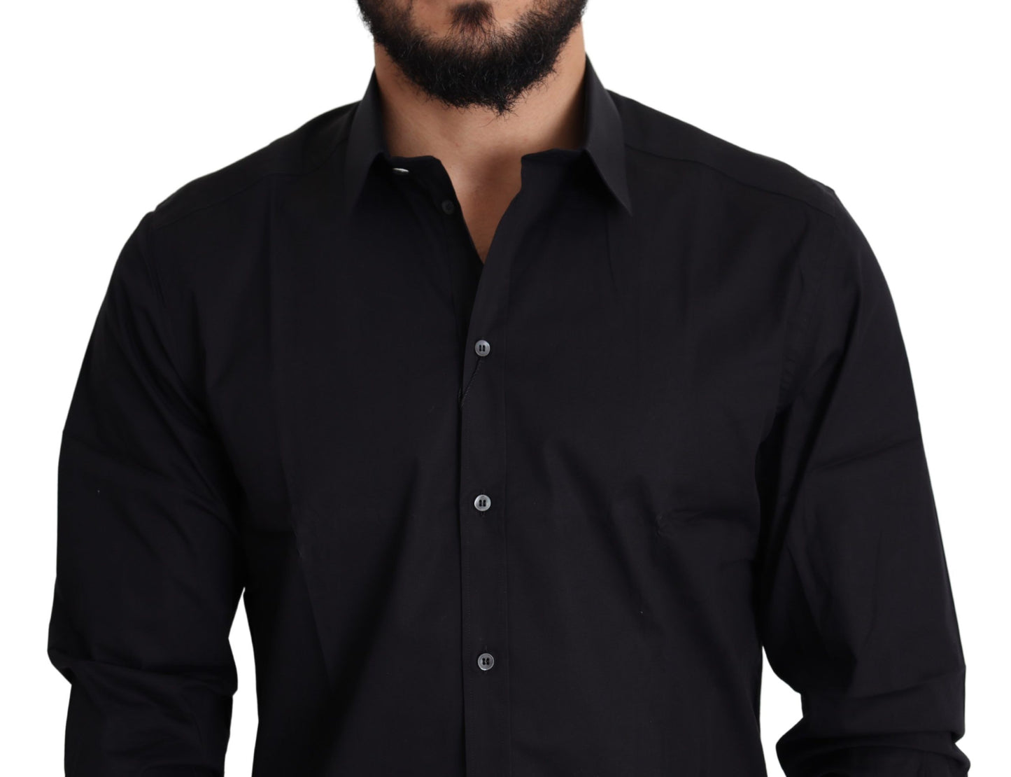 Dolce & Gabbana Elegant Black Cotton Stretch Dress Shirt