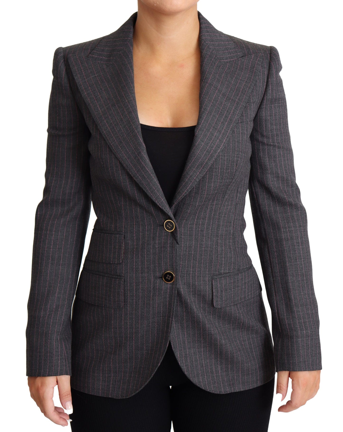 Dolce &amp; Gabbana Elegant Grey Stretch Wool Blazer