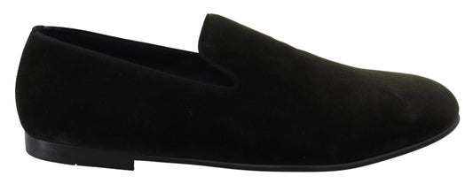 Dolce &amp; Gabbana Elegant Green Velvet Loafers