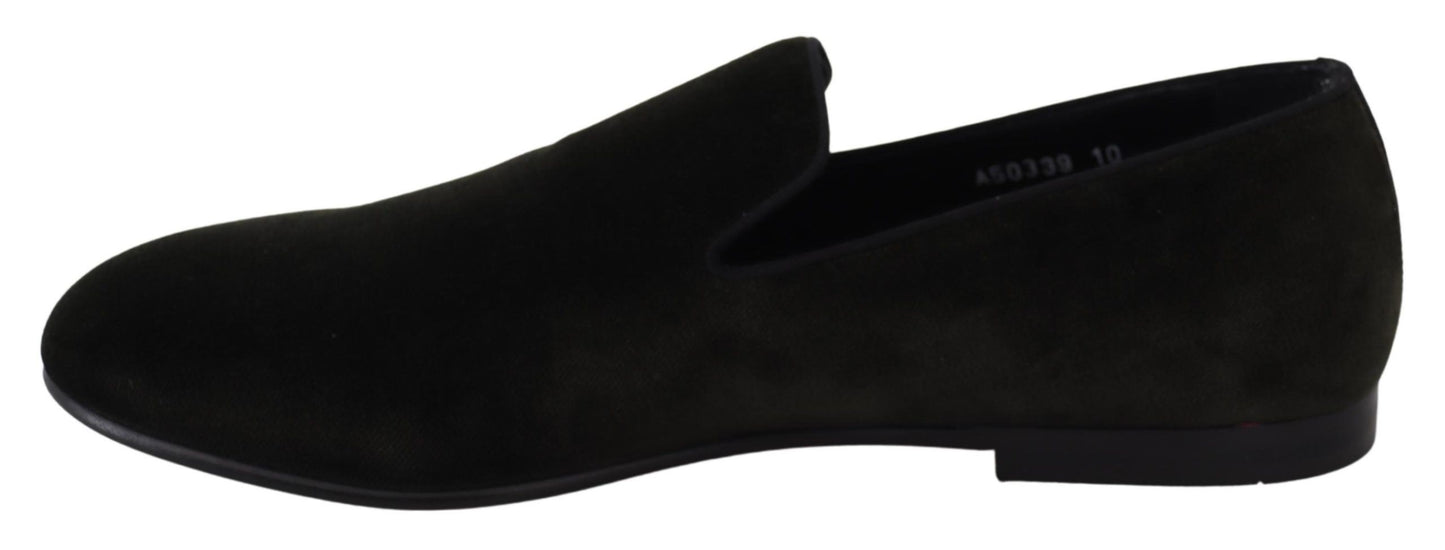 Dolce &amp; Gabbana Elegant Green Velvet Loafers