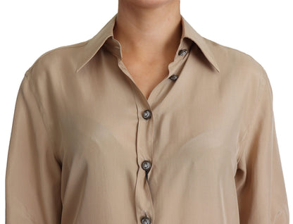 Camisa elegante de seda beige de Dolce &amp; Gabbana