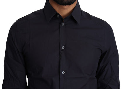 Dolce &amp; Gabbana Marinblå Slim Fit Gold Series Dress Shirt