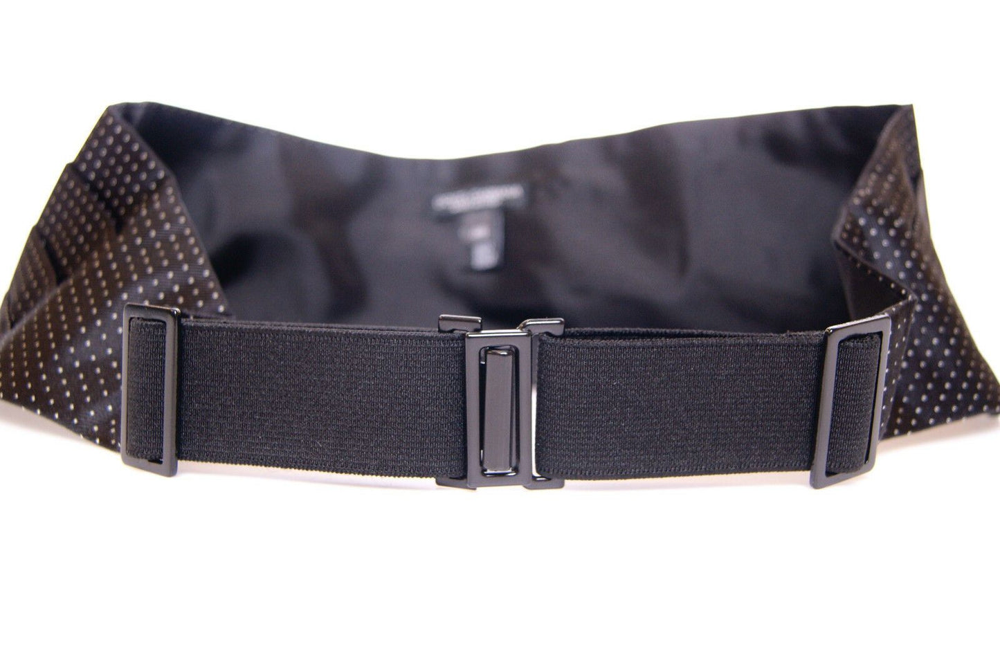 Dolce &amp; Gabbana Elegant Black Silk Cummerbund med prickar