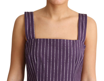 Dolce & Gabbana Elegant Sleeveless A-Line Purple Stripe Dress