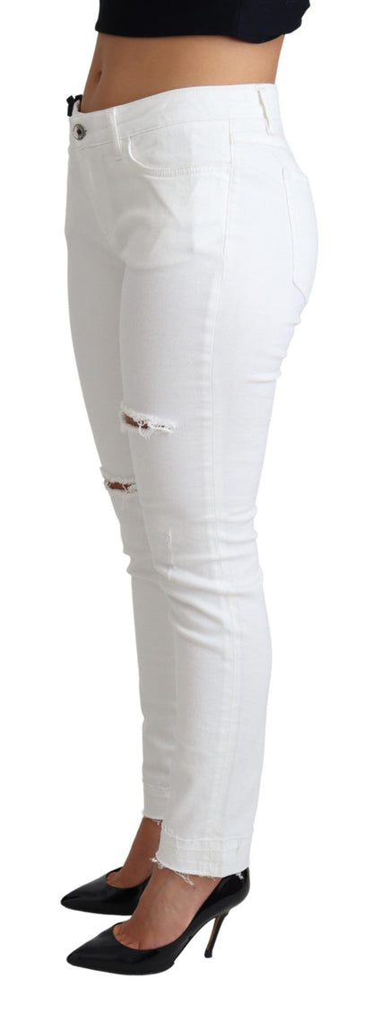 Dolce &amp; Gabbana Chic White Mid Waist Designer Jeans