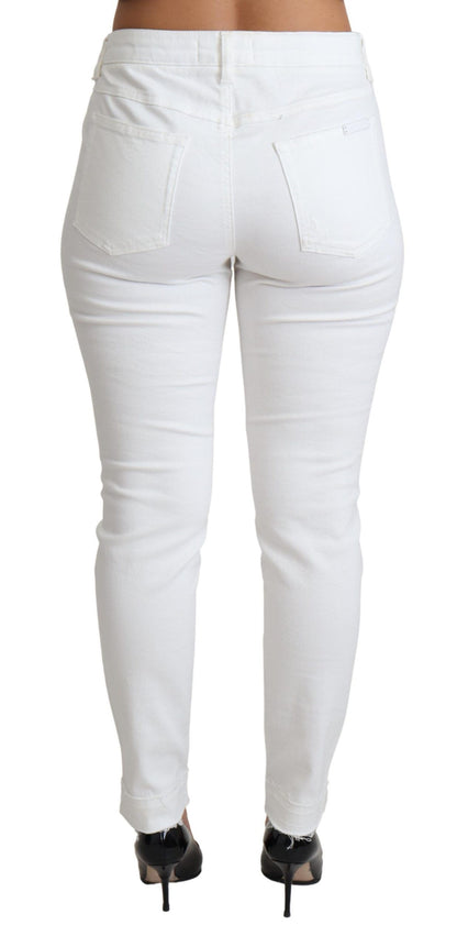 Dolce &amp; Gabbana Chic White Mid Waist Designer Jeans