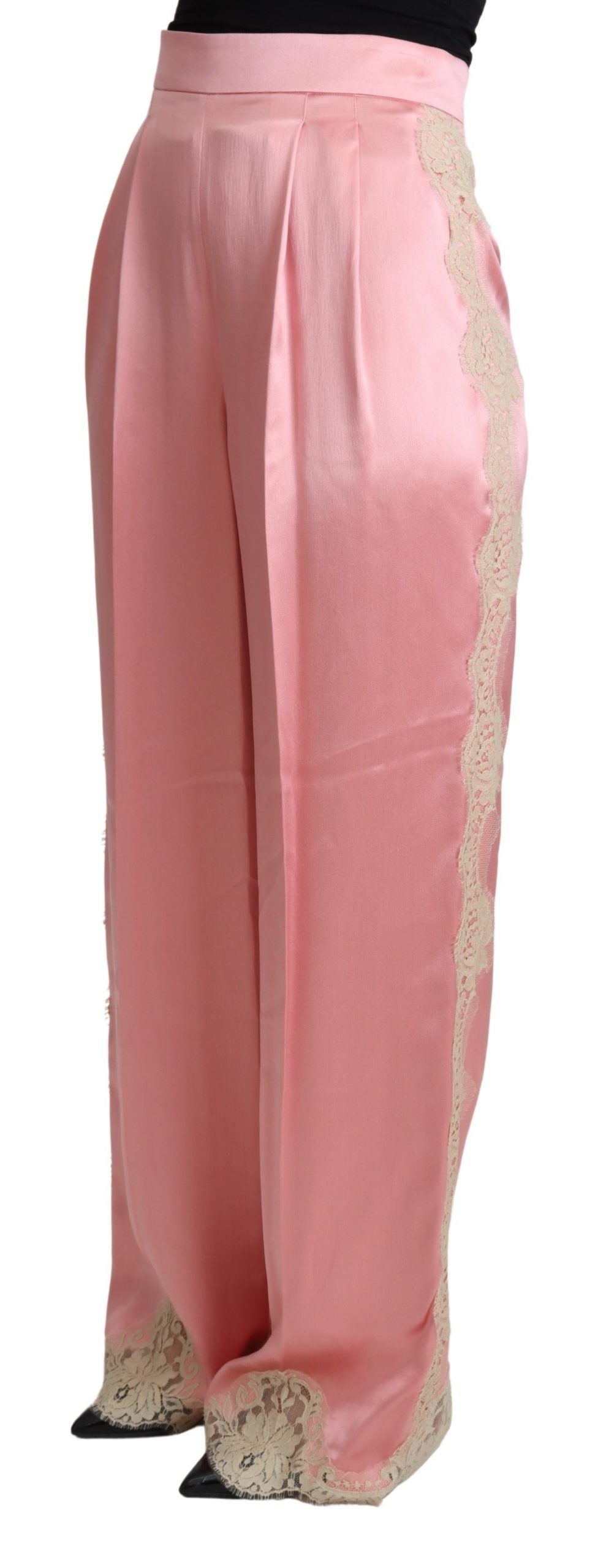 Dolce &amp; Gabbana Silk Blend Satin Vidbensbyxor i Rosa