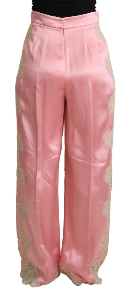 Dolce &amp; Gabbana Silk Blend Satin Vidbensbyxor i Rosa