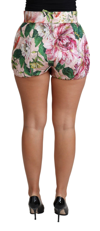 Dolce &amp; Gabbana Chic Pink Floral Hot Pants med hög midja