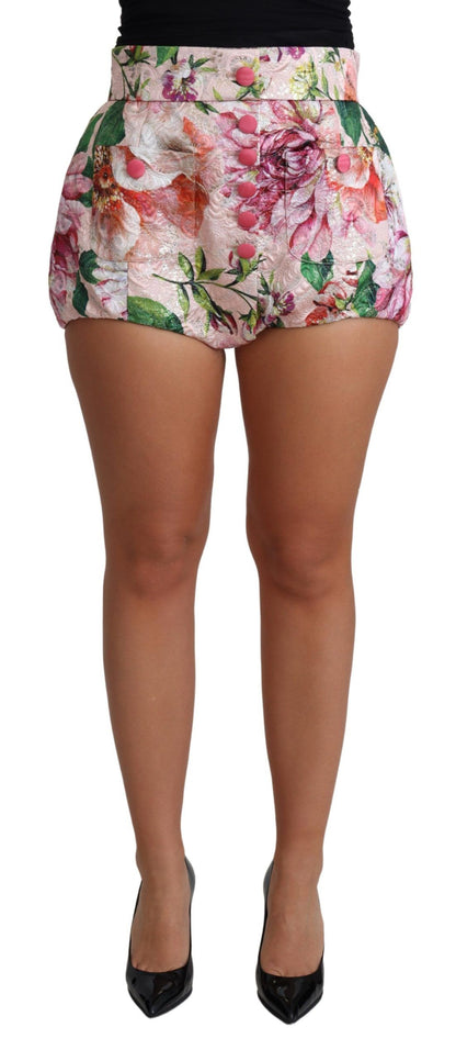 Dolce &amp; Gabbana Chic Pink Floral Hot Pants med hög midja