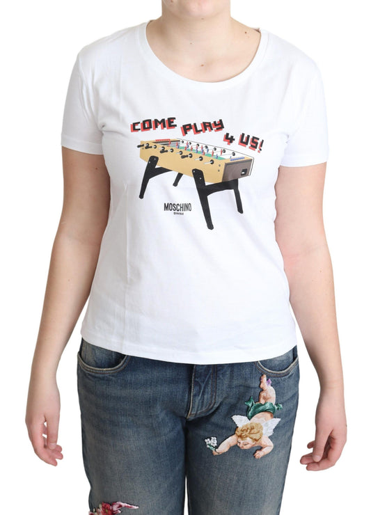 Moschino Chic bomull T-shirt med rund hals och lekfullt tryck