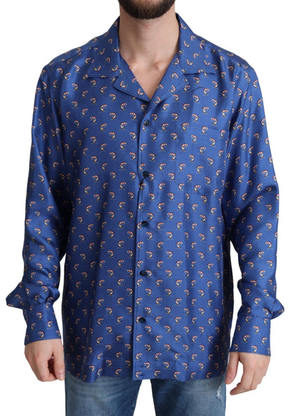 Dolce &amp; Gabbana Silk Beach Chair Print Casual Shirt