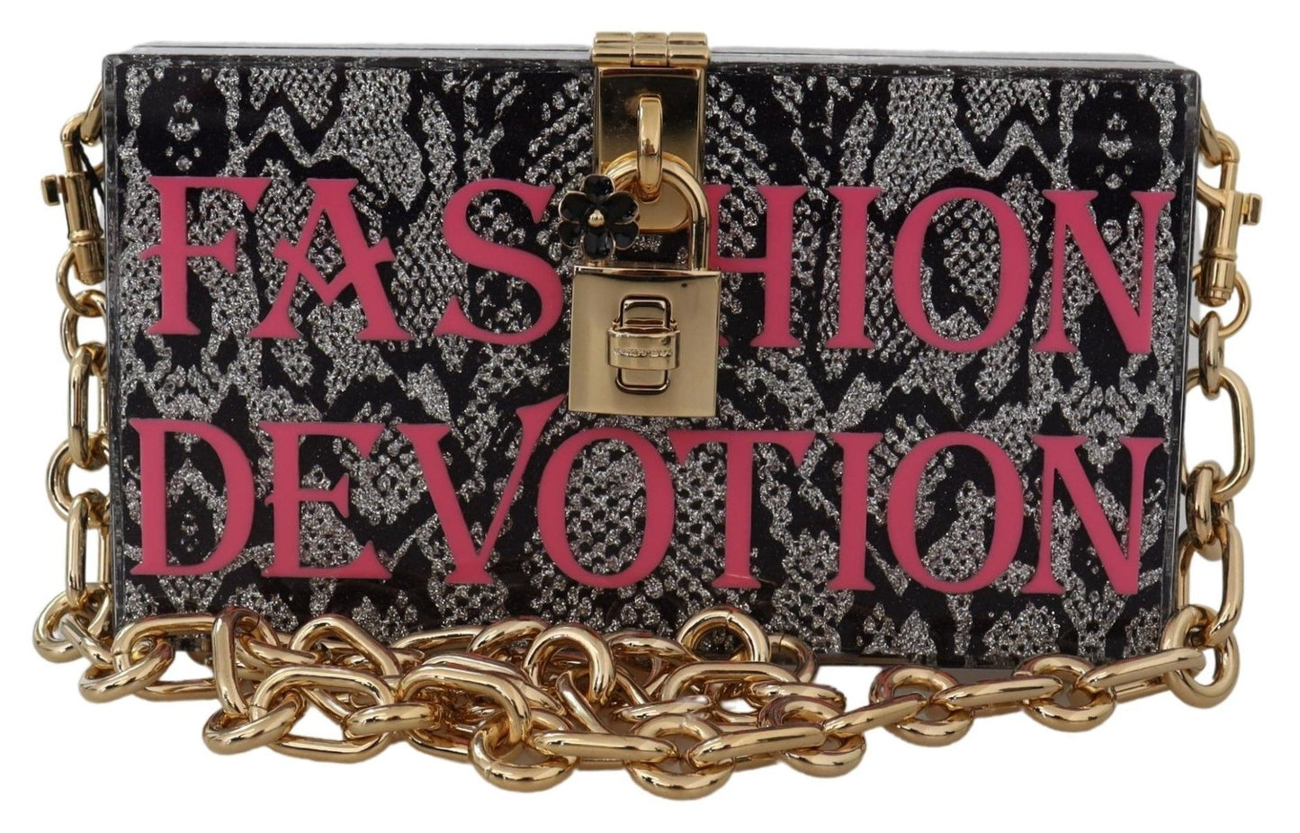 Dolce &amp; Gabbana grå harts Dolce Box Clutch med gulddetaljer