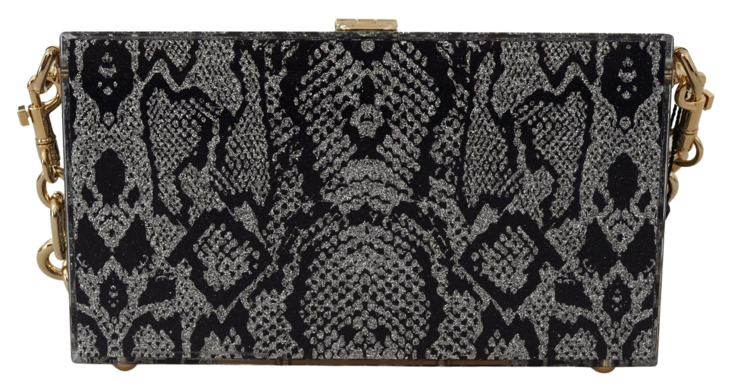 Dolce &amp; Gabbana grå harts Dolce Box Clutch med gulddetaljer