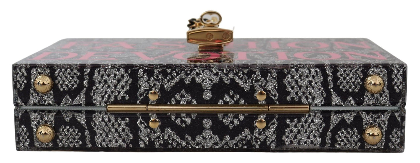 Dolce &amp; Gabbana grå harts Dolce Box Clutch med gulddetaljer