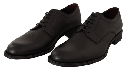 Dolce &amp; Gabbana Elegant Black Leather Derby Dress Shoes