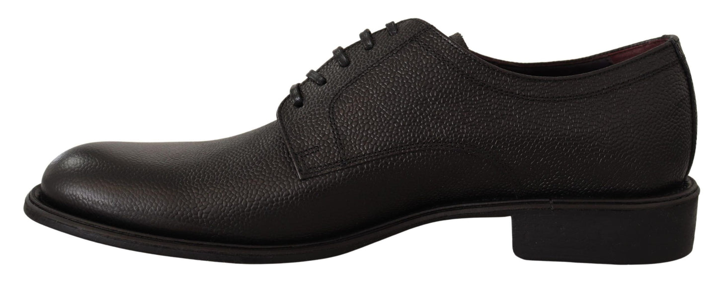 Dolce &amp; Gabbana Elegant Black Leather Derby Dress Shoes