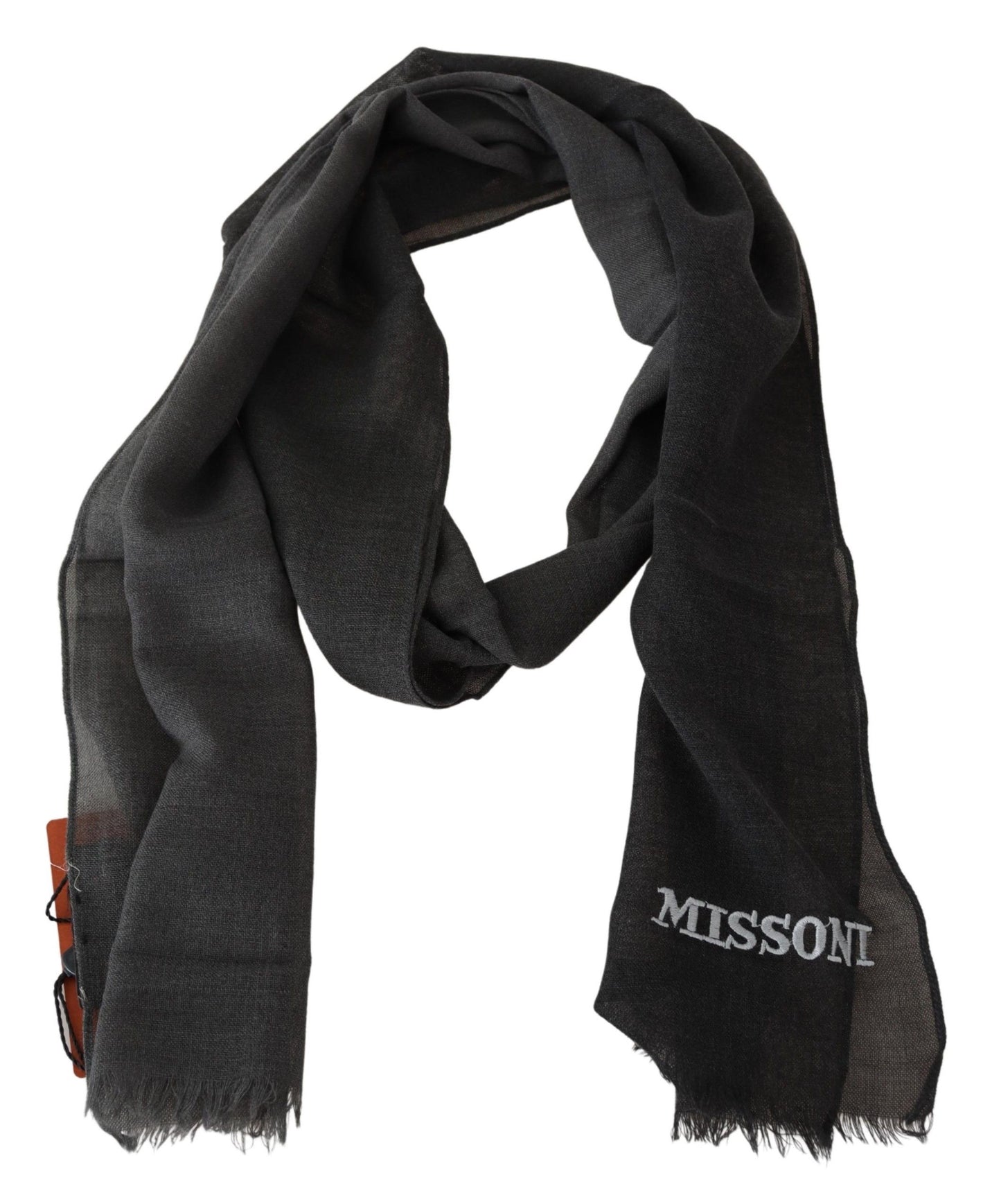 Missoni Elegant Black Wool Scarf med fransar