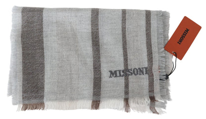 Missoni Multicolor Wool Stripe Fringe Scarf Unisex