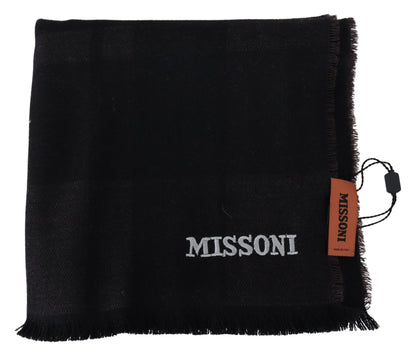 Missoni Elegant svart ullscarf med logotypbroderi