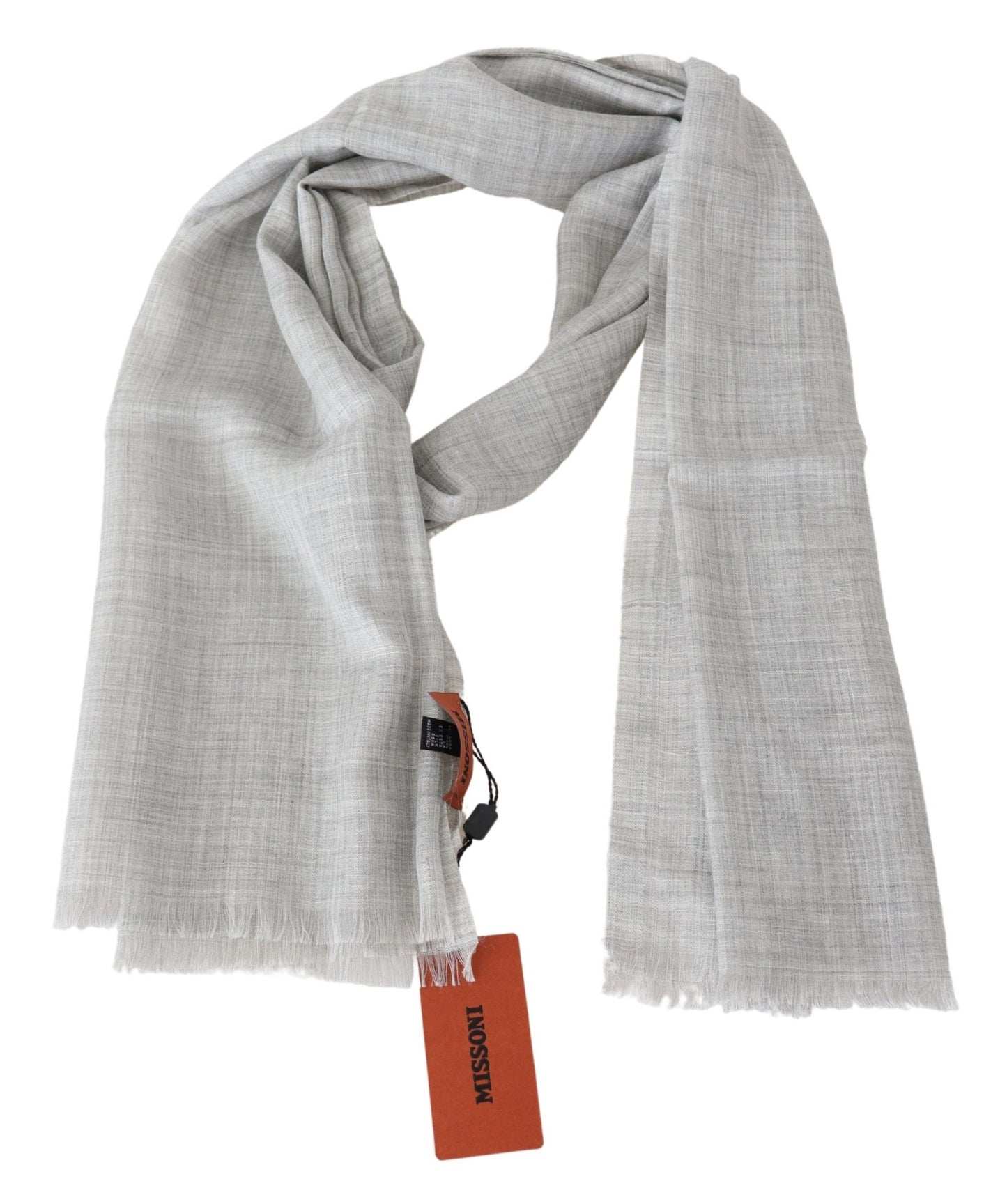 Elegante bufanda unisex de seda y lana color beige de Missoni