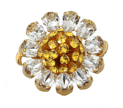 Dolce &amp; Gabbana Crystal Flower Statement Ring Storlek US 7,5